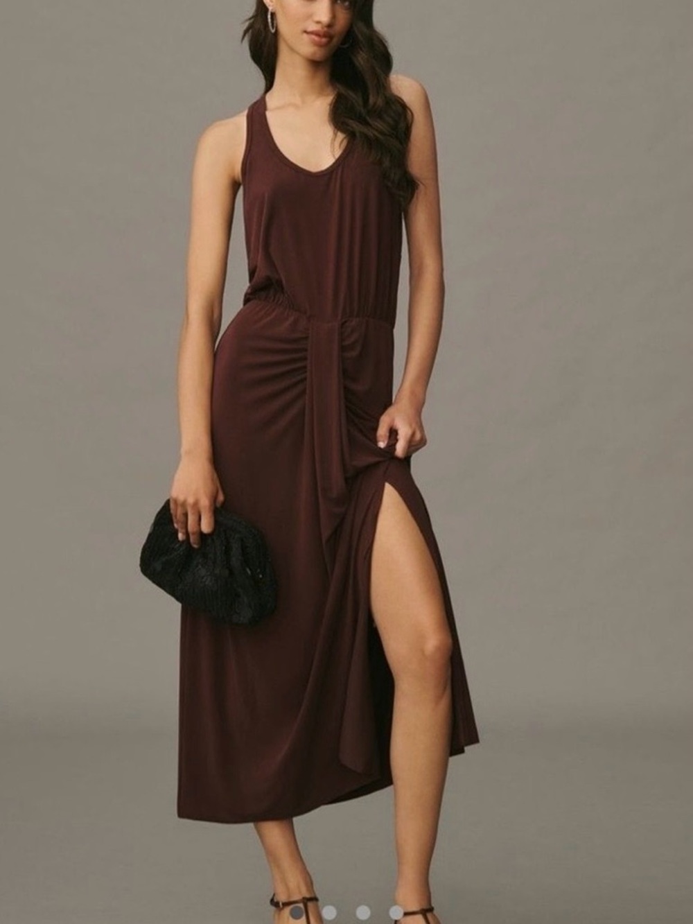 DOLAN Sleeveless Draped Maxi Dress in Wine XS